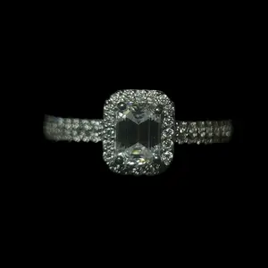 7MM VVS Emerald Cut Halo Ring