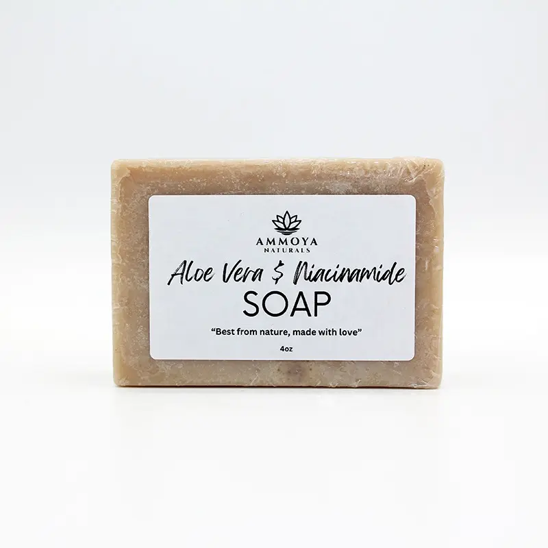 Ammoya Naturals Fragrance-Free Cruelty-Free Aloe Vera-Niacinamide-Bentonite Clay Soap Infused Cleansing Bar with Lavender Oil, Sun Protection & Moisture, Fresh & Clean Daily Cleanser for Adults' Face & Body (All Skin Types Bath Care)