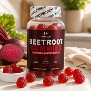 INNOVAVIBE Natural Beetroot Edible Vitamin Supplement Gummies - 60 Count, Berry Flavored Chewable, Dietary Support for Daily Energy & Active Wellness