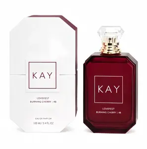 KAY Lovefest Burning Cherry 48 Unisex Eau de Parfum 3.4 fl oz 100ml Long Lasting Oriental Sweet Cherry Warm Fruity Gourmand Fragrance Layerable Luxury Daily Summer Gift for Men and Women