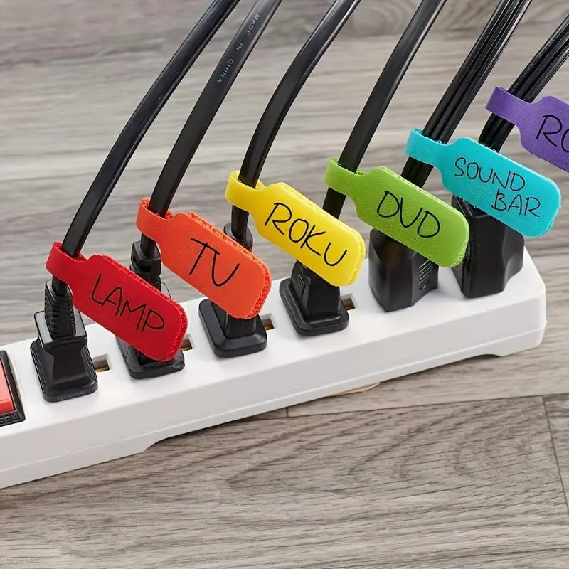 8pcs Colorful Cable Ties with Writeable Function, for Organizing and Identifying, Desk Organization, Home Office Setup, Durable Material, Strong Adhesive, Wire Markers, Cable Labels, Cord Organizers