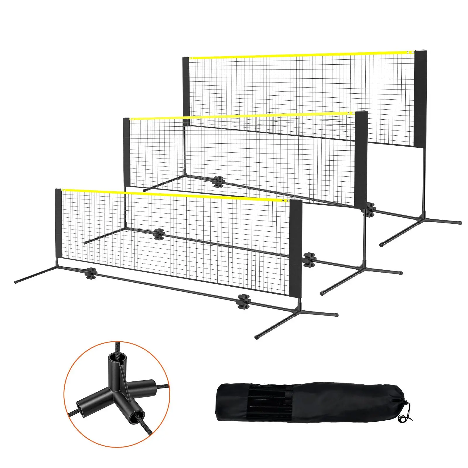 【Bellemave】Badminton net, height adjustable volleyball net, 10ft/14ft/17ft/20ft wide foldable tennis net, portable easy tennis net with pole, standing and carrying bag, suitable for backyard games, indoor and outdoor use