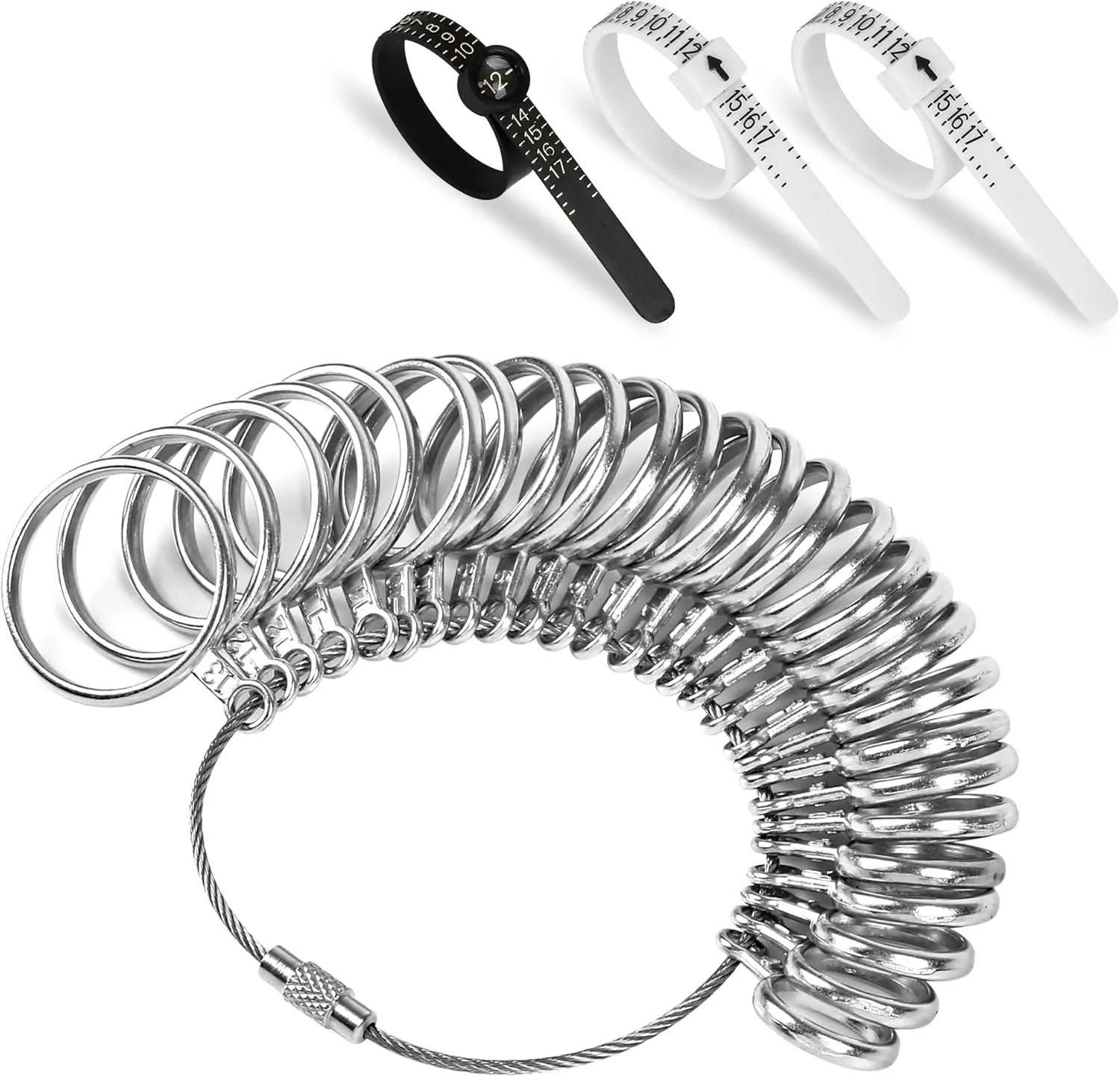 Ring Sizer Measuring Tool  Stainless Steel Ring Size 0-13 with Half Size, 3 count Finger Ring Sizer Measure Gauge