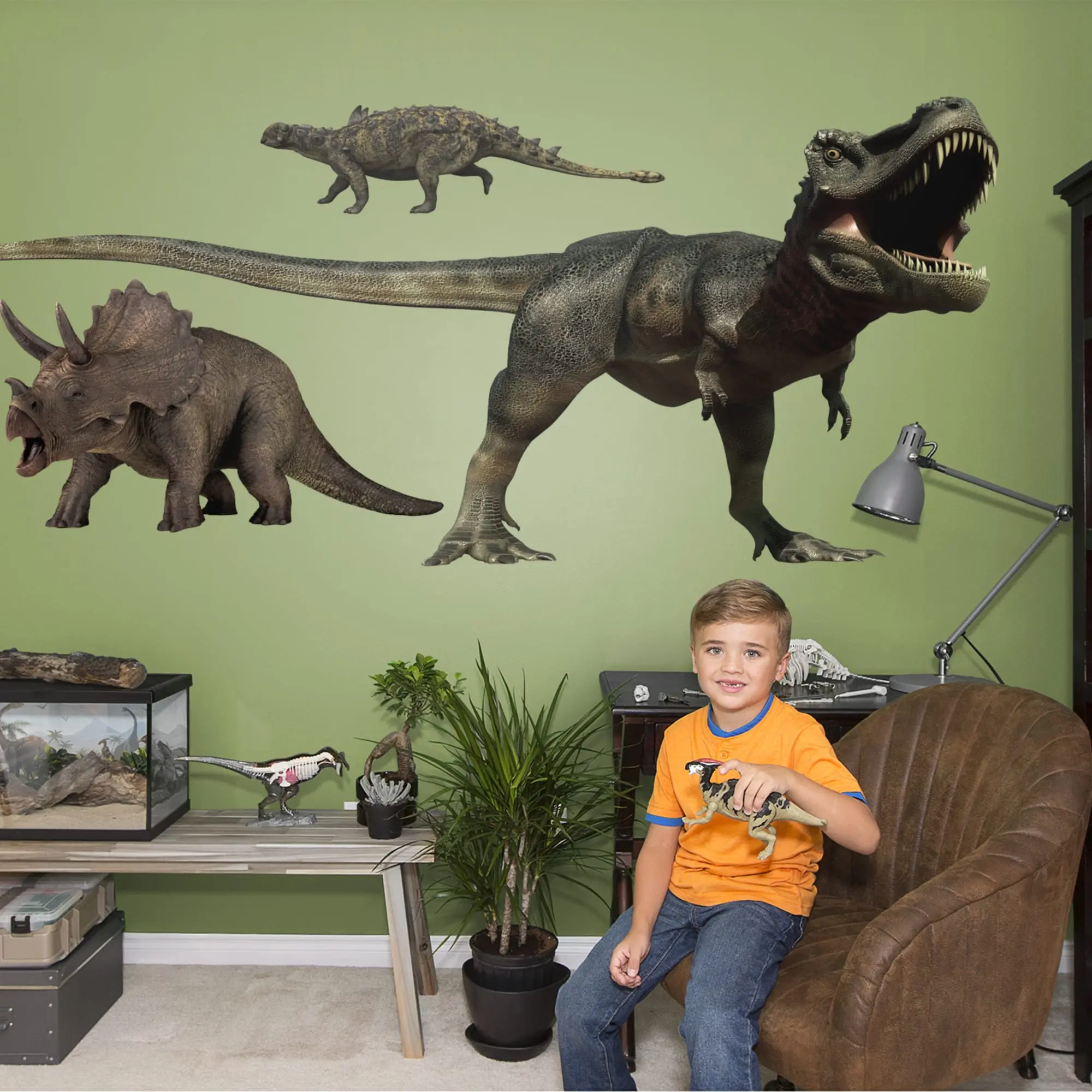 Dinosaur Decorative Stickers - Large Size 79.0"w x 52.0"h Removable Vinyl Decals, High-Quality Graphics, No Tape/Tacks, for Bedroom, Boys Room Accessories, Room Stuff for Boys, Rex-Themed Home Decor, Budding Paleontologists
