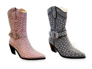Sparkly Boots for Women´s with Zipper: Pink, Silver, Black