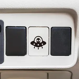 4PCS/SET  UFO Alien Themed Car Sticker for Car Interior Button Decoration, Create Sci-Fi Funny-Styled Interior Space, A Must for Sci-Fi Enthusiasts, Help Your Car Interior Show Unique Space Taste, Car Accessories, Sticker for Cars, Sticker Decals