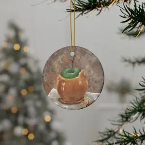 Caramel Apple Ceramic Ornaments, Fall Halloween Home Decor - Circle, Star, Heart and Oval Shapes