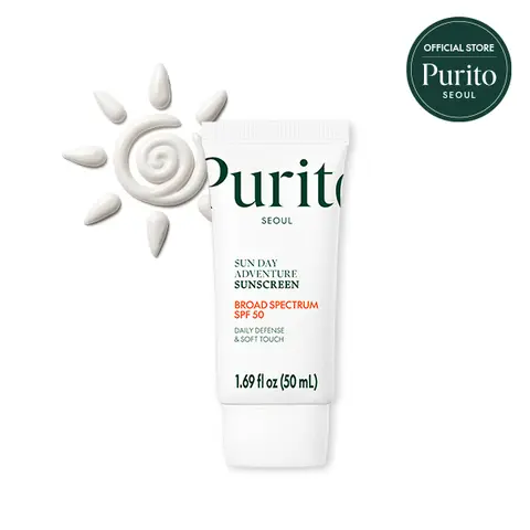 [Purito Official] Sun Day Adventure Korean Sunscreen l Smoothest and Lightest Texture Broad Spectrum, SPF 50 UVA & UVB Protection, No White Cast, Oil Free, For All Skin Types, Vegan Daily Skin Care l Korean Skincare
