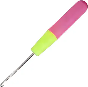 Crochet Hook Tool for Hair Extensions – Professional Dreadlock & Braiding Needle for Crochet Hair Installation (Pink & Green Handle)