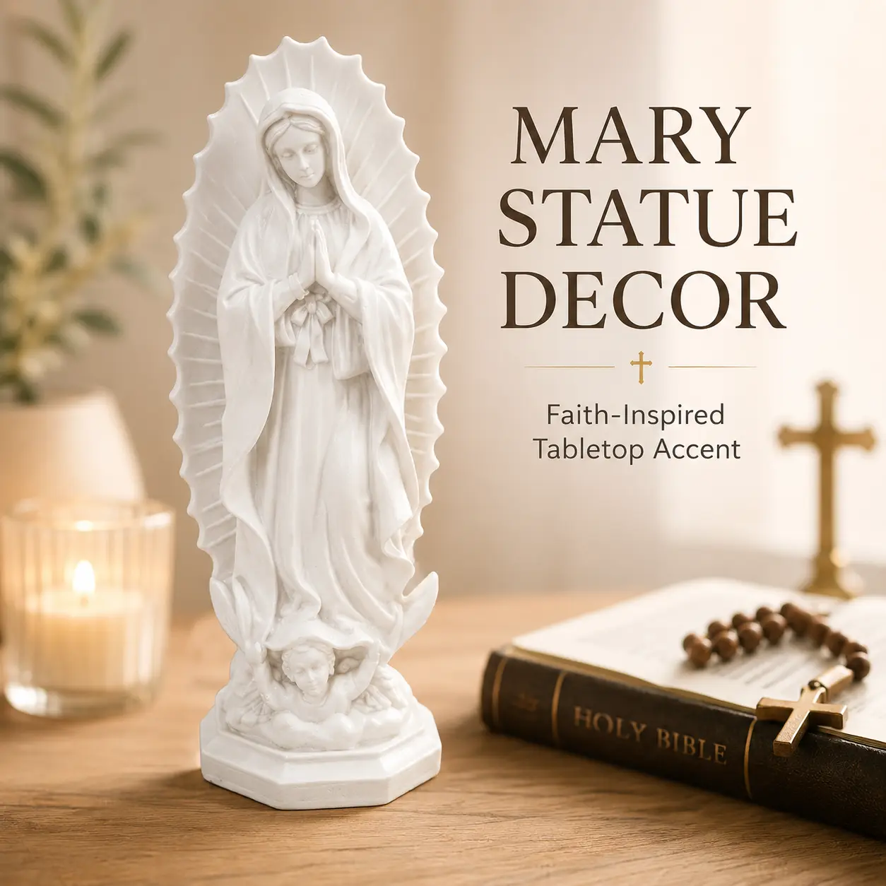 7.48-Inch Elegant Resin Our Lady of Guadalupe Statue - Religious House Decor, Collectibles for Home Altar, Desk, Dining Table, Christmas Gift