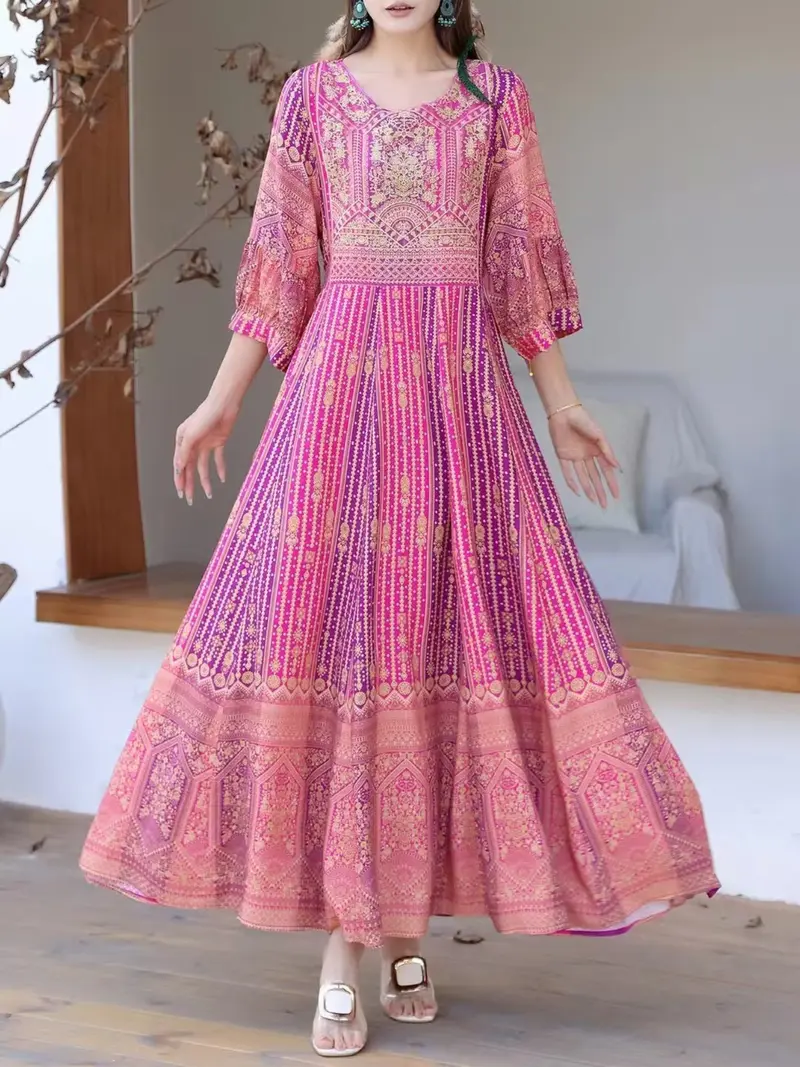 chinese dress ladies A-Line Maxi Ethnic Dress with Jacket XL main image 0