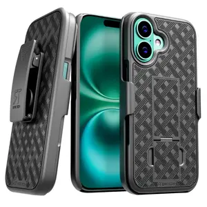 For Apple iPhone 16 Plus Hybrid Belt Clip Holster Combo Case Protective Cover Accessories Protection