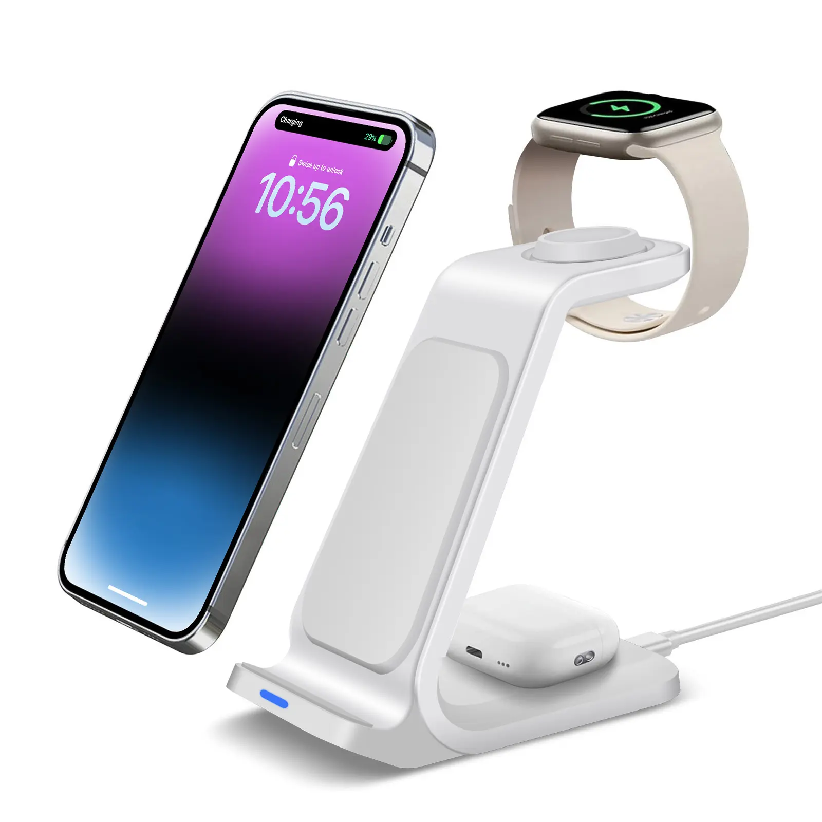 3 in 1 Wireless Charger Stand, 15W Fast Wireless Charging Station for iPhone 17 Pro Max 16 15 14 13 12 11 X Series, Apple Watch Ultra /SE/11/10/9/8, AirPods Pro 3/2/1, Multi Devices Charging Dock for Desktop,back to school,back to school haul