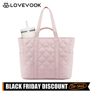【NEW IN】LOVEVOOK Puffer Tote Bag for Women, Large Capacity Zipper Shoulder Bag, Multi-compartment Waterproof Quilted Fluffy Travel Work Bag, Soft and Comfortable, Lightweight and Stylish, Suitable for Multiple Scenes - Travel, Beach, Gym, Weekend