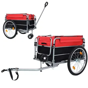 Bike Cargo Trailer, Aluminum Luggage Cart,Heavy Duty 220 lbs Bicycle Wagon Cart, 20" Whee,l Folding Groceries Hauler with Safe Hitch System, Removable Cover, Oxford Fabric for Cycling Travel