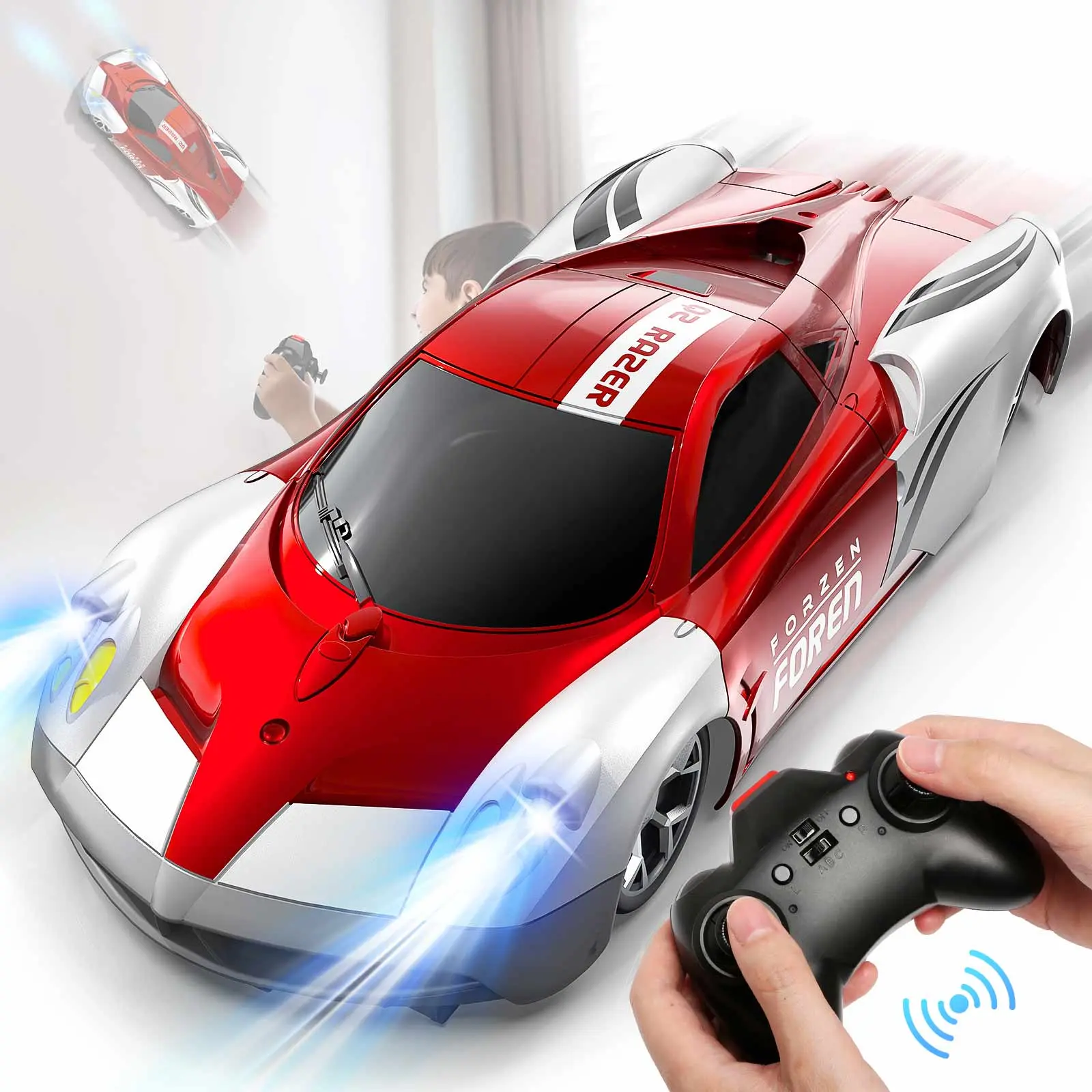Remote Control Car Toy, Wall Climbing Car With 360 Rotation and Light