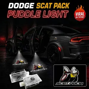 DriveSmart Shop Dodge Charger Challenger LED Door Puddle Lights SRT Hellcat Scat Pack R/T Chrysler 300 Logo Projection Pair 4-Pack HD Crystal Clear Plug & Play Cooling