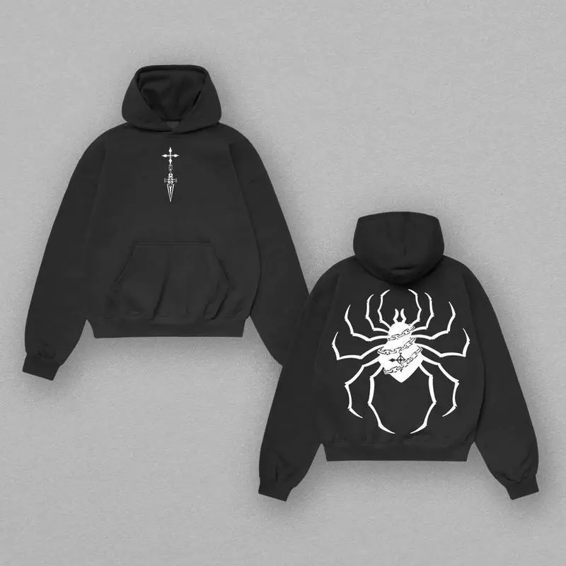 🕷 🎨 HunterxHunter Phantom Troupe Spiders Anime Double Printed Hoodies Unisex  Sweatshirt for Anime Sport, Epic Anime Graphic Double-Sided Tee Fabric Breathable Black Casual Classic  Relaxed Fit Menswear