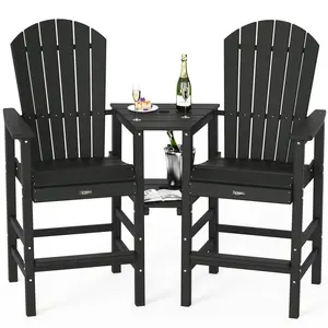 Outvita Tall Adirondack Chairs Set of 2, All Weather HDPE Bar Height Adirondack Chair with Double Trays, Adirondack Barstools for Balcony, Poolside, Backyard and Patio Summervibes