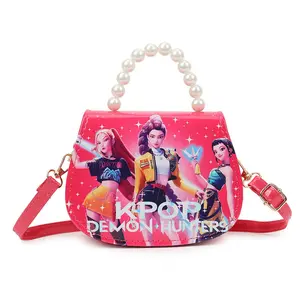 New Korean Style Witch Girl Group Coin Purse, Kpop Anime Cute Storage Bag, Pearl Crossbody Bag, Trendy Accessory