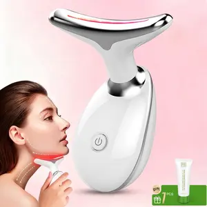 2027 LED Vibration Neck Massager, Skincare Beauty Instrument, Facial Neck Massager, Gift Idea, Includes Gel Stick, Facial Beauty Machine