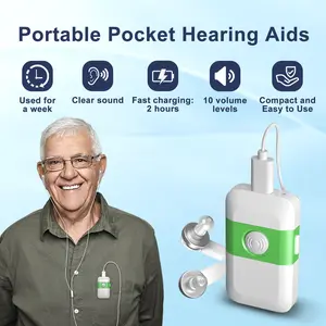 【HEALTHTREE】Rechargeable Digital Pocket Hearing Aids for Seniors-With Noise Cancelling and 10 Levels Of Volume Control,High-quality Single&Dual Sound Amplification, Long Battery Life,for Hearing Loss. Healthcare Kit fathersdaygift