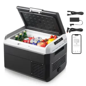 12 Volt Car Refrigerator Portable Freezer 26.4QT Electric Cooler for Camping and Road Trips, RV and Outdoor Travel, Vehicle Battery Safe, Low Noise Operation, Energy Efficient, Compact Insulated Cooling Box for Cars