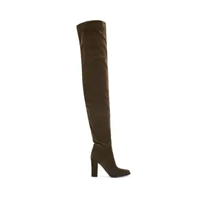 NANETTE-BROWN CHUNKY HEELED THIGH HIGH BOOT
