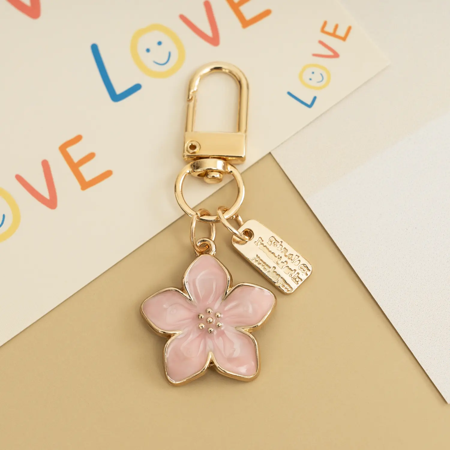 Dainty Floral Print Keychain Pendant, Trendy Bag Hook Charm for Car Keys, Sweet Unisex Gift for Women & Men, Key Ring, Snap Hook, Flower Keychain, Pocket Keychain Charms & Twillies