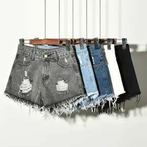 Summer Ripped Denim jean shorts Elastic plus Size Denim Shorts Womenswear summer bottoms Bottom blue dfyne shorts Black Light