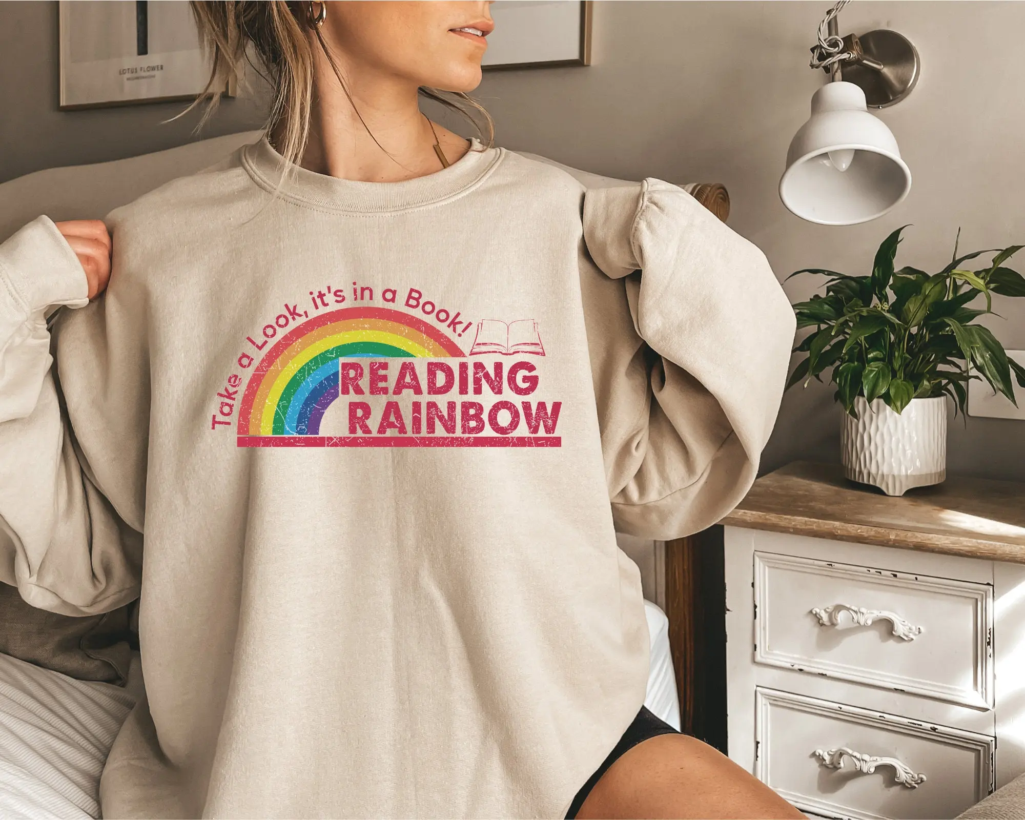 Reading Rainbow Sweatshirt, Teacher Appreciation Gift, School Shirt, Book Lover Gift, Teacher Shirt, Book Nerd Shirt, Unisex Long Sleeve Crewneck Shirt