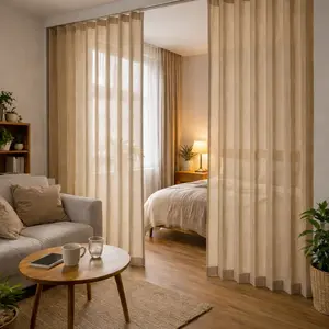 Instant Room Divider Curtain, No-Drill Foldable Privacy Curtain for Small Apartments & Studio Apartment, Renter-Friendly Blackout Divider for Bedroom, Home Office & Dorm