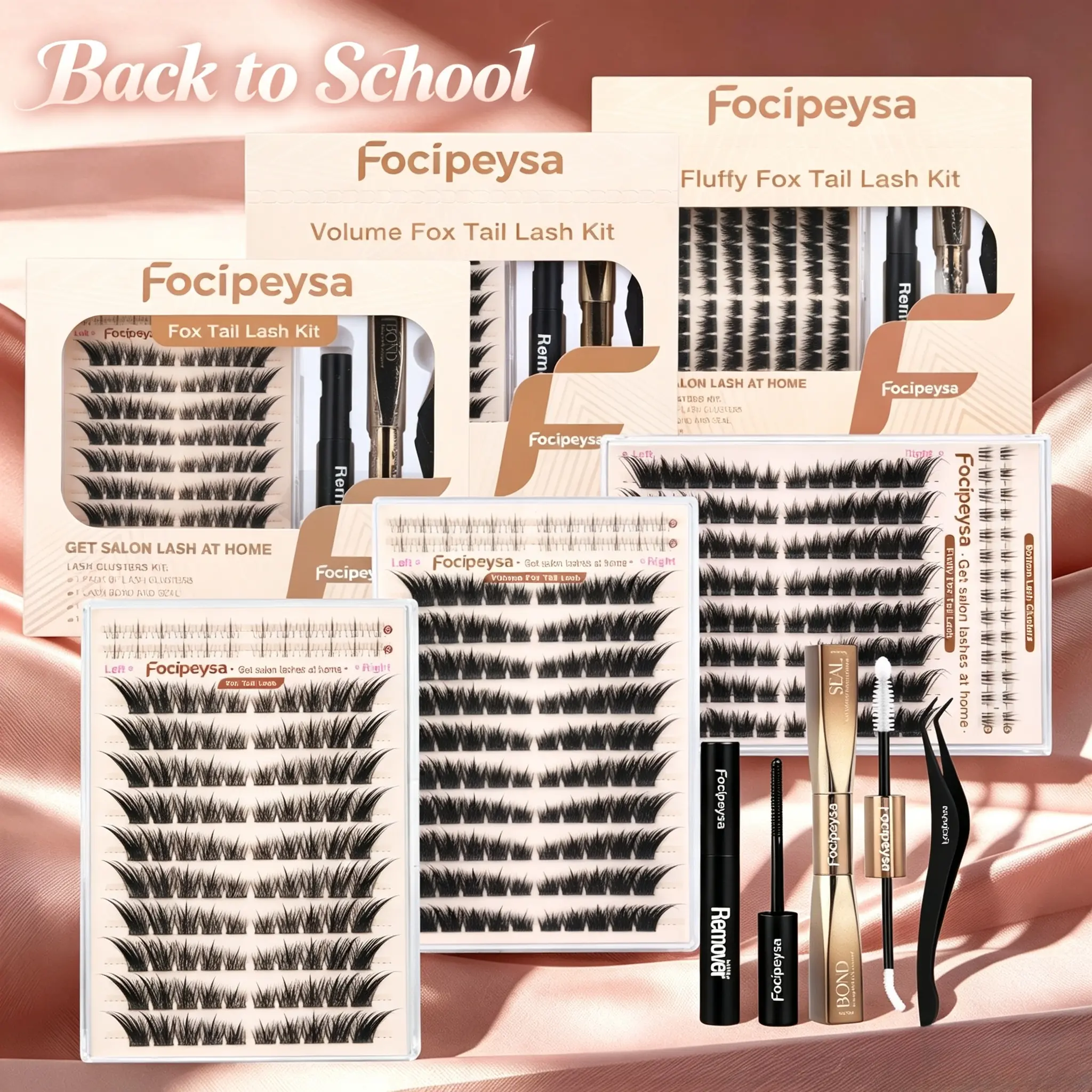 Focipeysa FoxTail Lash | LC Curl Fox Eye Lash Clusters | Ultra-Dense, Waterproof, All-Day Hold | Easy D-Curl DIY for Beginners | Get Flawless Salon Extensions at Home | Suitable for Various Makeup Styles,back to school