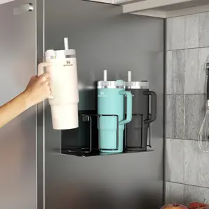 Sorbus Magnetic Stanley Cup Holder for 3 Cups Water Bottle Organizer , Adjustable Mount Durable Metal Construction, Non-Destructive Detachment Racks