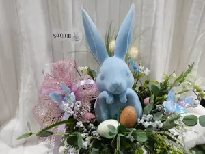 Blue Bunny Ceramic Basket