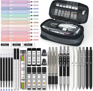 45 PCS School Supplies with Pen Case Gel Pens, Art Mechanical Pencil Set and Highlighters for College Essentials Office Stationery Learning Materials