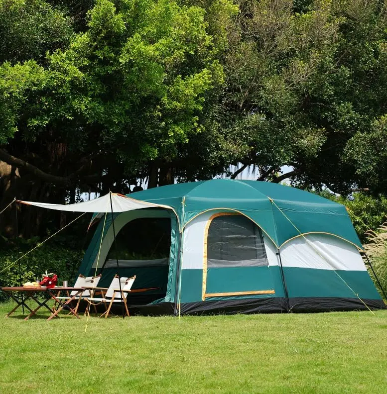 Portable Waterproof Camping Tent – Extra Spacious Family Shelter with Sunshade Porch