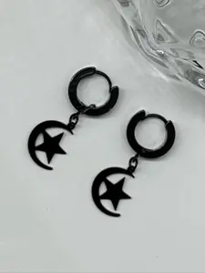 1 Pair Simple Star & Moon Design Dangle Earrings, Punk Style Jewelry for Party, Daily Clothing Decor for Girl, Punk Inspired, Witchy Jewelry, Statement Earrings