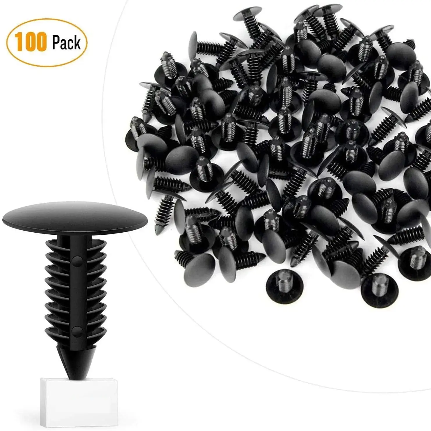 Nilight 100-Pcs 8mm Hole Push-In Automotive Car Retainer Clips Kit, 0.095in-0.540in Panel Range Fasteners, Replacement for GM Bumper & Fender Clips