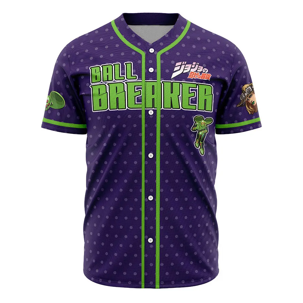 Men's Jojo’s Bizarre Adventure Gyro Zeppeli Ball Breaker Professional Baseball Jersey, Sports & Outdoor Clothing Top