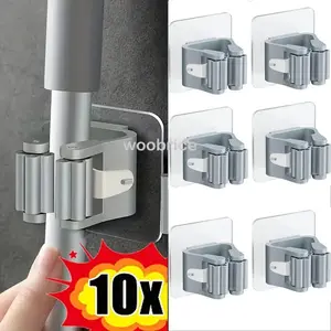 Mop Holder Self-adhesive Broom Stand Wall Mounted Mop Support Sweeping Brush Hook Storage Organizer Bathroom Kitchen Accessories