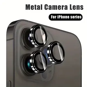 Brighten Up Your iPhone with a Black Metal Cellphone Camera Lens Screen Protector - Fits iPhone 16/15/14/13/12/11, Smartphone Camera Accessories Protection