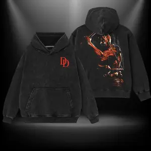 Daredevil Born Again MCU Hero Double Printed Oversize Tshirt Sweater Hoodie heavytweight Acid Washed Tee TV Show Graphic Top Cotton Gift T-Shirt For Comic Lover, Gift T-Shirt For Movie Lover