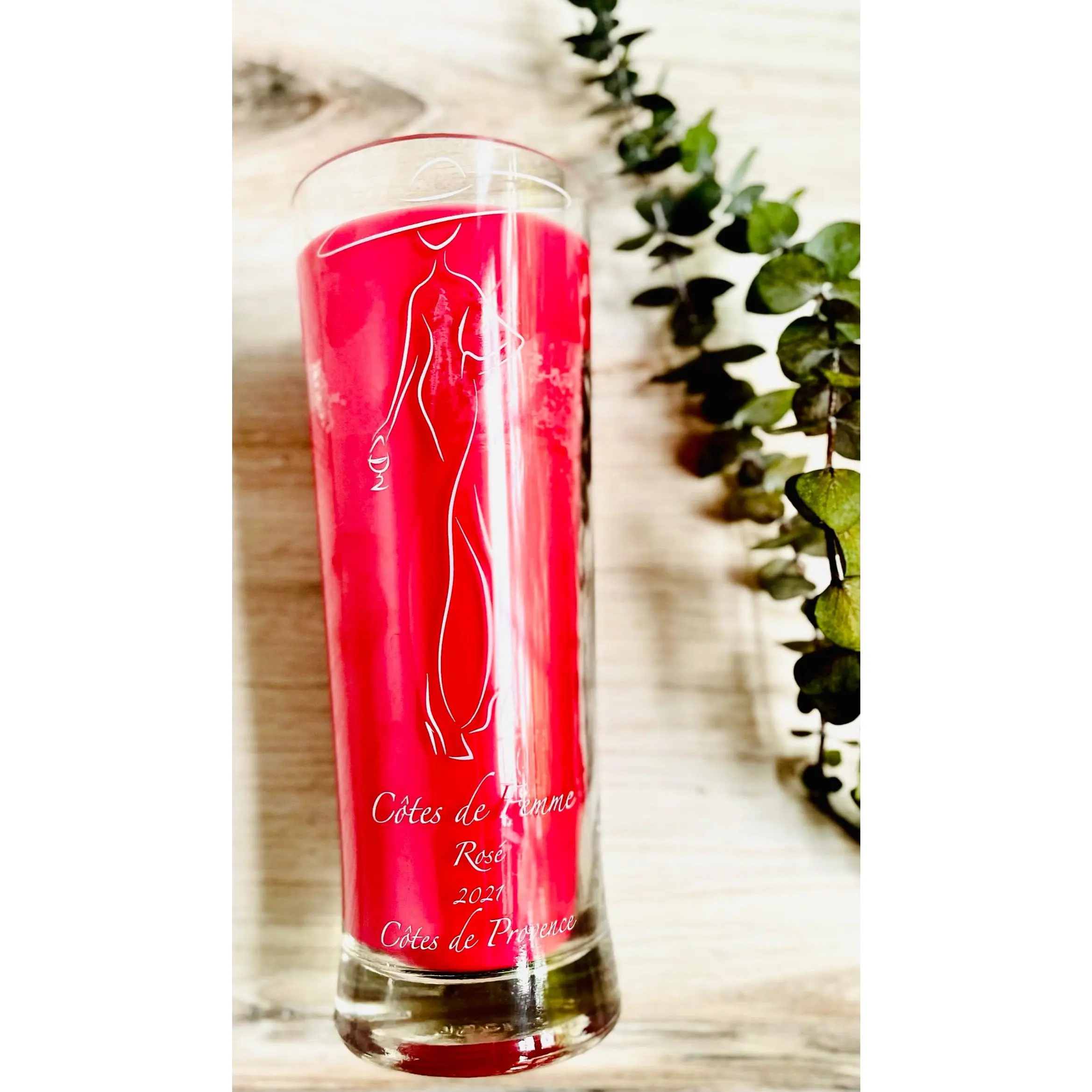 French Rose wine candle -Cotes de Femme Rose - soy wax - hemp wick