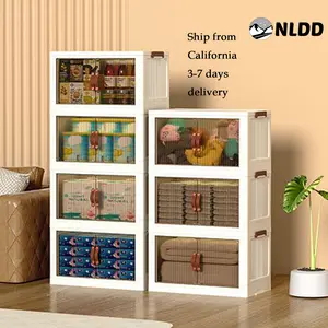 NLDD's Plastic All-Purpose Foldable Storage Boxes: Stackable Lidded Cabinets, Versatile, Dustproof Design Enhances Any Room Organization, Storage Bins Organiser Installation