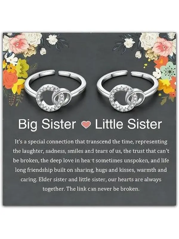 Veliora Gift S Sister Rings BBF Rings Knot Twist Band Matching Set for Women Sister Gift Birthday Valentines Day Big Sis Little Sis Friendship Promise Band Interlocking Design Two Tone CZ Stone