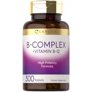 Carlyle B-Complex Vitamin with B12 | 300 Tablets | High Potency Formula | Vegetarian and Non-GMO Supplement
