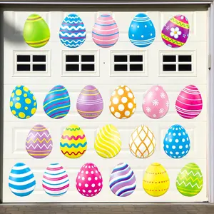 23 Pcs Happy Easter Garage Door Decorations Magnets Bunny Garage Door Magnets Spring Egg Gnome Refrigerator Car Decals Holiday Magnetic Stickers for Fridge Easter Party Decor(Colorful Egg)