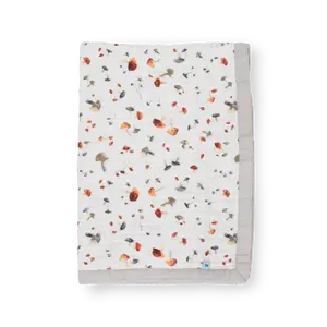Cotton Muslin Baby Quilt - Mushrooms