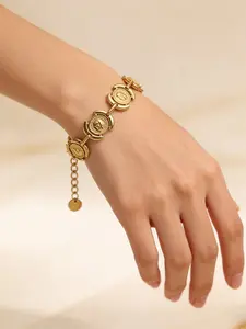 1Pcs Stainless Steel Round Portrait Bracelet Bangles For Women Trendy 18K Gold PVD Plated Hand Chain Waterproof Jewelry Gift